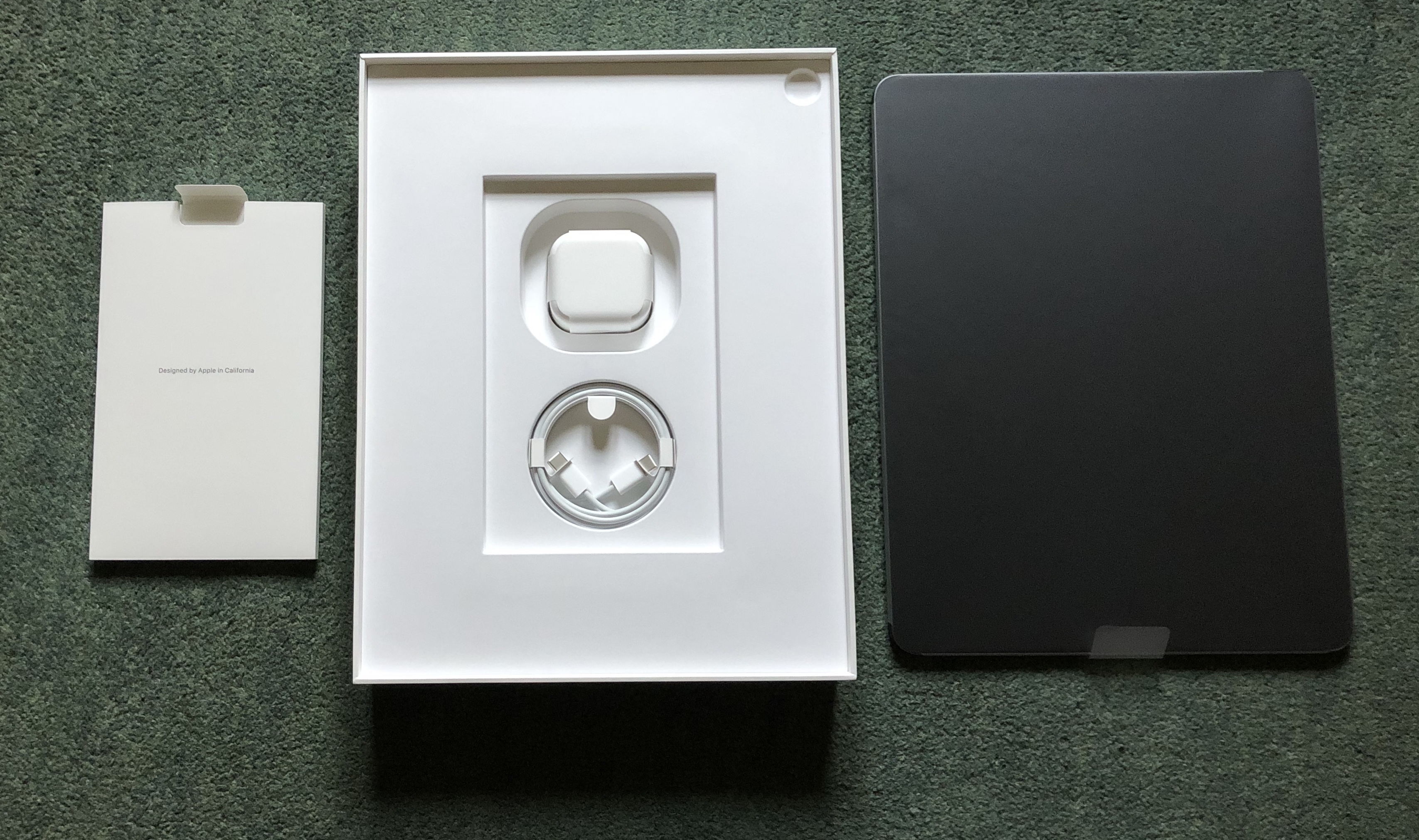 USB-C cable and Charger hidden under the documentation